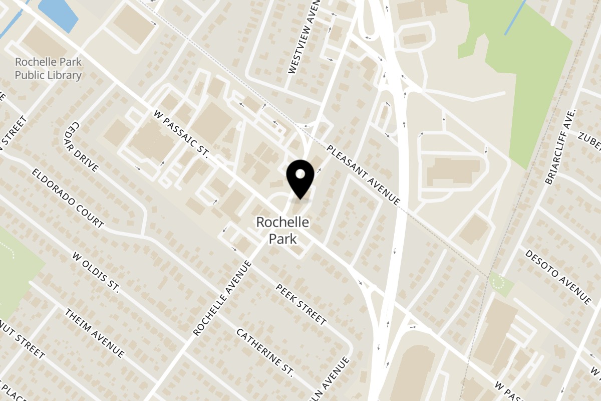 Map showing the location of Maestro Pizza on 444 Rochelle Ave in Rochelle Park